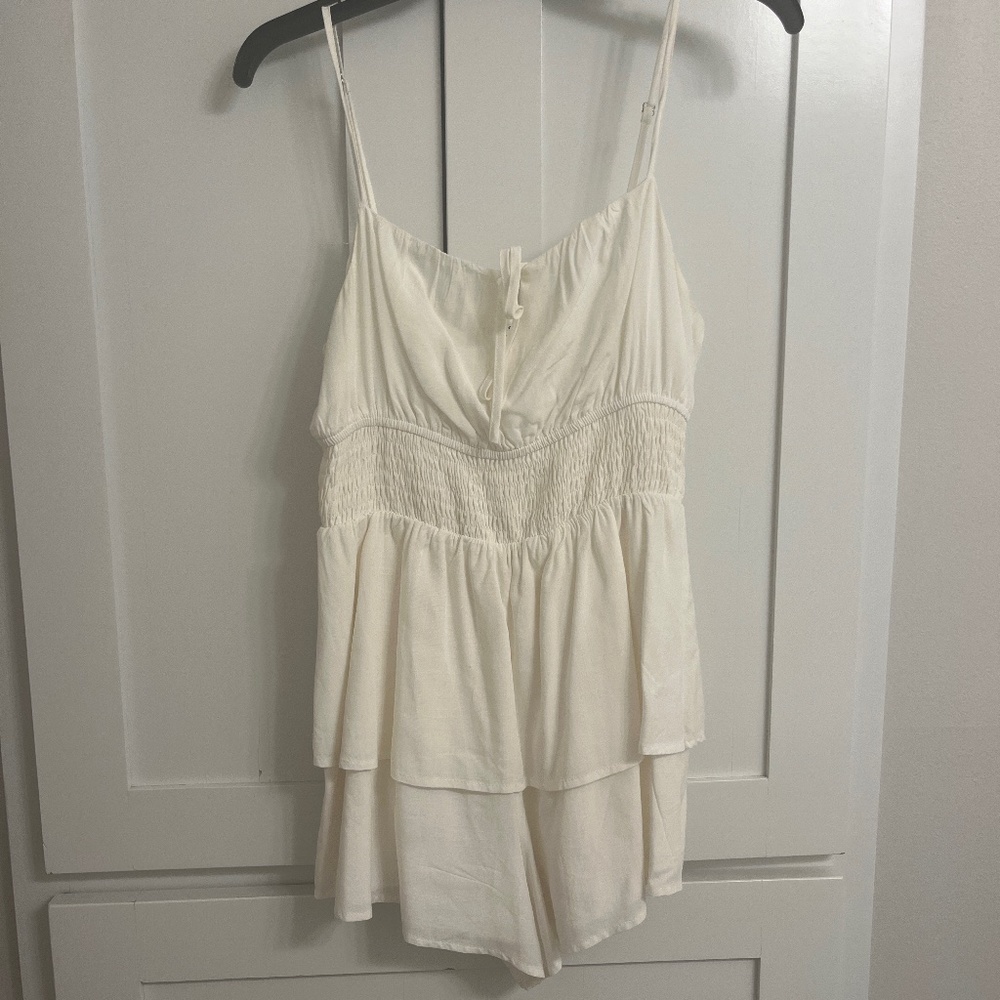 White flowy romper